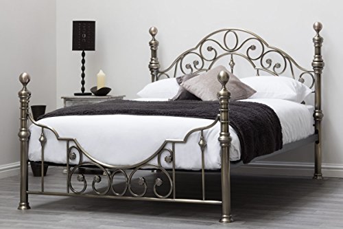 CANTERBURY Antik Messing Vintage Viktorianischer Stil Metall Bett-Rahmen Doppel oder King Größe durch 'Schlaf Design'