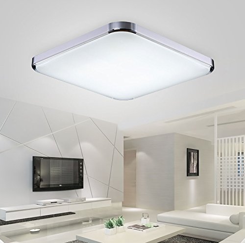 ETiME LED Deckenleuchte Dimmbar Deckenlampe Modern Wohnzimmer Lampe Schlafzimmer Küche Panel Leuchte 2700-6500K mit Fernbedienung Silber