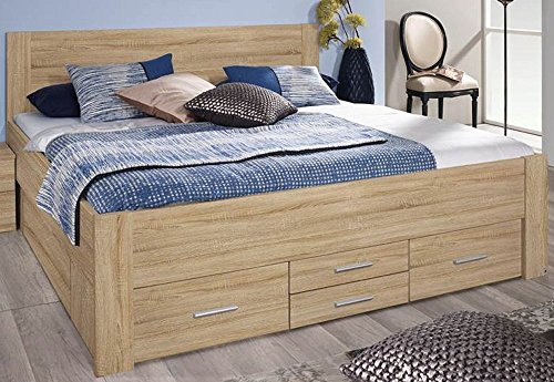 Rauch AL619.022W Bett 180x200 cm Isotta / B 185 H 96 T 208 cm / Korpus/Front: Eiche Sonoma
