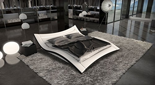 SEDUCCE Doppelbett/Lederbett weiss/schwarz, 160 x 200