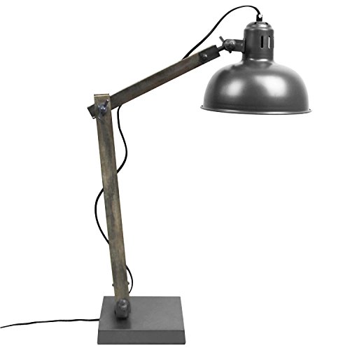 Tischlampe E14 40W Grau Holz/Metall flexibel verstellbar Tischleuchte Stehlampe Stehleuchte Leselampe Leseleuchte