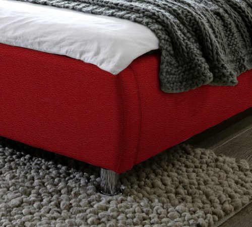 SAM® Polsterbett Bett Zarah in Rot 180 x 200 cm Chrom farbene Füße modernes Design Farbton Kopfteil abgesteppt Wasserbett geeignet