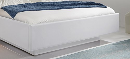 SAM® Design Polsterbett BERTA 180 x 200 cm Bett in weiß moderne Linienführung mit Schwebeoptik, integrierte Kissen am Kopfteil