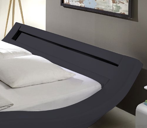 SAM® Bett 160 x 200 cm LED grau LOOK exklusiv Polsterbett LED Beleuchtung geschwungen Seitenteile modisch