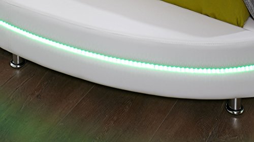 SAM® Polsterbett 180x200 cm Glasgow, weiß, Rundbett mit gepolstertem Kopfteil, Bett mit Nachttischen und LED-Beleuchtung