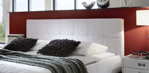 SAM® Polsterbett Zarah, weiß, 180x200 cm, Bett mit chrom-farbenen Füßen, Kopfteil modern im abgesteppten Design, Doppelbett auch als Wasserbett geeignet [53256018]