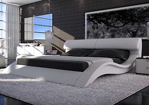SAM® Polsterbett Innocent Bett Allure in Weiß 140 x 200 cm geschwungene Seitenteile Kopfteil aufklappbar modernes Design Wasserbett geeignet