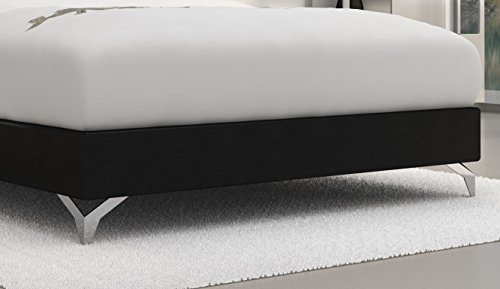 SAM® Design Boxspringbett Almeria Grenada schwarz mit Bonellfederkern in Massiv-Holz-Rahmen,Chrom-Füßen und LED-Beleuchtung 140 x 200 cm