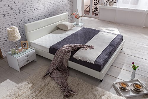 SAM® Polsterbett 180x200 cm Pellisima, weiß, Kopfteil im abgesteppten Design, Bett mit schwarzen Füßen