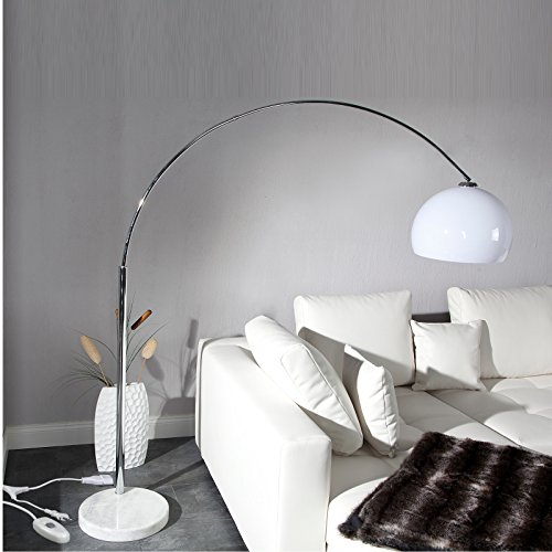 BIG BOW RETRO DESIGN LAMPE WEISS höhenverstellbar mit Dimmer XTRADEFACTORY Lounge Stehlampe