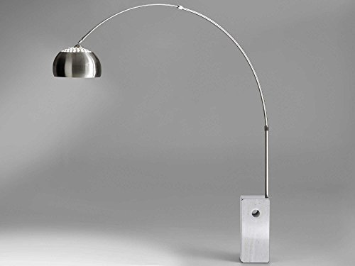 Moebella Bogenleuchte Stehleuchte Bogenlampe Marmorfuß weiß VIVIANA Edelstahl Silber Stehlampe