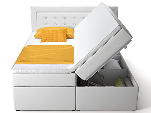 Boxspringbett mit Bettkasten weiß Celia2 Doppelbett Hotelbett Topper Taschenfederkern