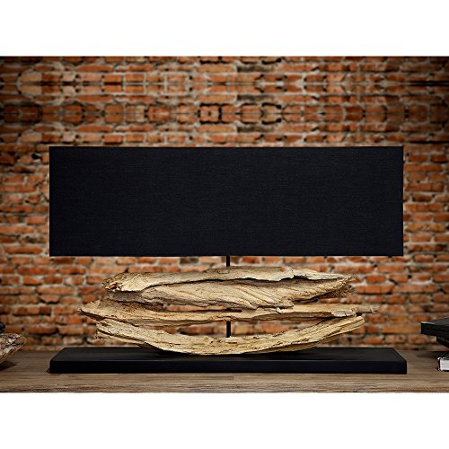 CAGÜ - DESIGN XL TISCHLAMPE TISCHLEUCHTE [TIMOR] SCHWARZ aus TREIBHOLZ HANDGEFERTIGT 80cm BREITE