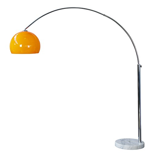Design Bogenlampe LOUNGE DEAL orange Marmorfuss 175 - 205cm ausziehbar