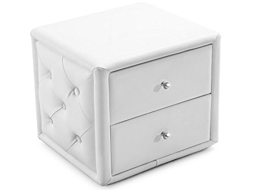 Nachttisch Weiß Modern Flemming mit 2 Schubladen Nachtkonsole Nachtschrank