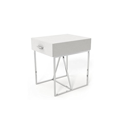 SAM Nachtkommode Jessica G07 weiß, Nachttisch aus edlem Lederimitat, Konsole in modernem Design