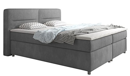 Trendteam Boxspringbett Bellagio Bonell-Federkern, Velours Grau, 180 x 200 cm