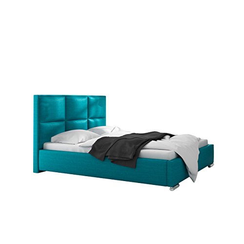 Mirjan24  Polsterbett Mediolan mit Bettkasten und Lattenrost, Farbauswahl, Doppellbett, 3 Größen, Stillvolles Bett, verchromte Füße