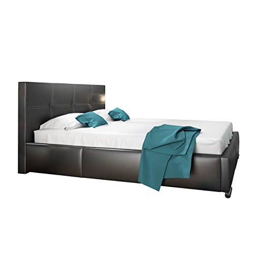Mirjan24  Polsterbett Semi mit Bettkasten und Lattenrost, Farbauswahl, Doppellbett, 3 Größen, Stillvolles Bett, verchromte Füße