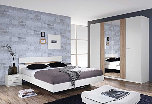lifestyle4living Schlafzimmer, Schlafzimmermöbel, Set, Komplett, Komplettset, Schlafzimmereinrichtung, komplettangebot, Einrichtung, 3-teilig, weiß, San Remo, Rauch