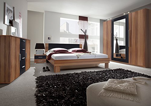 Unbekannt Schlafzimmer komplett 4-teilig 54033 kernnussrot/schwarz