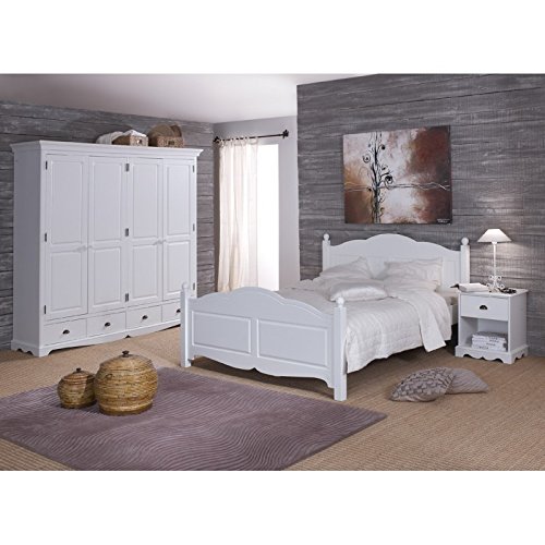 Beaux Meubles Pas Chers Schönen Möbel Nicht Liebe – Zimmer weiße Vollständige Bett 160 + Schrank + Nachttisch