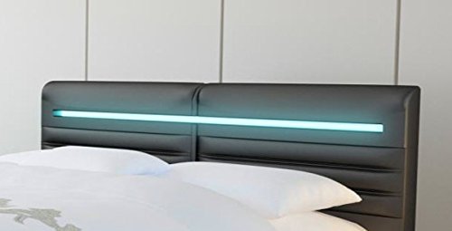 SAM® Design Boxspringbett Almeria Lima schwarz mit Bonellfederkern in Massiv-Holz-Rahmen,Chrom-Füßen und LED-Beleuchtung 180 x 200 cm