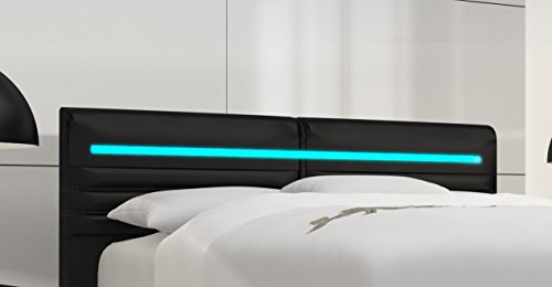 SAM® Design Boxspringbett Almeria Grenada schwarz mit Bonellfederkern in Massiv-Holz-Rahmen,Chrom-Füßen und LED-Beleuchtung 180 x 200 cm