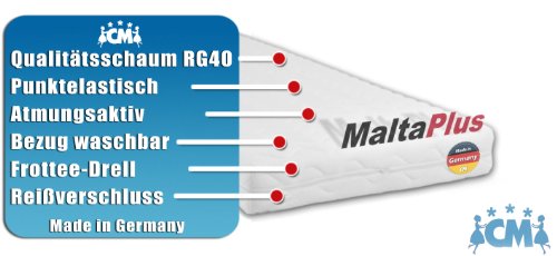 MALTA PLUS Kaltschaummatratze 86x184 cm. Hochwertige Matratze aus Kaltschaum in der Größe 184 x 86 cm. Atmungsaktive Schaumstoffmatratze mit Frotteebezug.