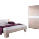 4tlg. Schlafzimmer Komplett Set Kleiderschrank Nachttisch Doppelbett Eiche Sonoma Dekor/Weiß