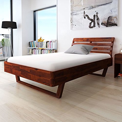 Festnight Holzbett Doppelbett Bett Bettgestell Gästebett aus Akazienholz ohne Matratze 140 x 200 cm
