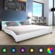 Festnight Polsterbett Bett Doppelbett Ehebett mit LED und Matratze 180x200 cm Kunstleder Weiß