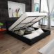Festnight Polsterbett Doppelbett Bett Ehebett aus Kunstleder mit Bettkasten 140x200cm ohne Matratze Schwarz