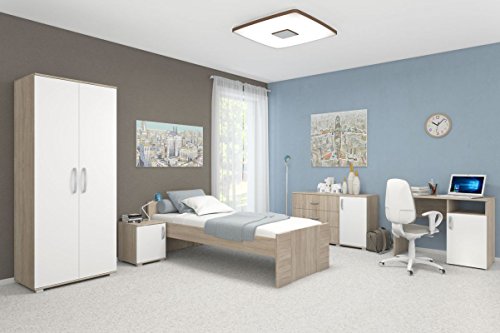 Schlafzimmer Komplett - Set A Savai, 5-teilig, Farbe: Eiche / Weiß