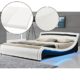Polsterbett Malaga 180 x 200 cm LED Seitenteilen - weiß mit Kaltschaummatratze | ArtLife