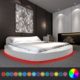 Festnight Polsterbett Bett Doppelbett Ehebett mit LED aus Kunstleder ohne Matratze 180 x 200 cm Rund Weiß