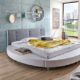 SAM® Design Rundbett Bastia, Bett in weiß /grau, Kopfteil abgesteppt, mit Chromfüßen, auch als Wasserbett verwendbar, 180 x 200 cm