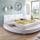 SAM® Design Rundbett Bastia, Bett in weiß, Kopfteil abgesteppt, mit Chromfüßen, auch als Wasserbett verwendbar, 180 x 200 cm