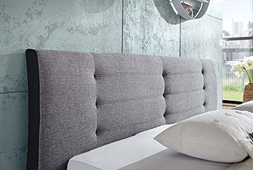 SAM® Design Rundbett Bastia, Bett in schwarz / grau, Kopfteil abgesteppt, mit Chromfüßen, auch als Wasserbett verwendbar, 180 x 200 cm