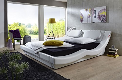 SAM® Polsterbett Pau in weiß 200 x 200 cm geschwungenes modernes Design Wasserbett geeignet