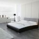 SAM Design Polsterbett 160x200 cm Bastia in schwarz/grau, Kopfteil abgesteppt, auch als Wasserbett verwendbar