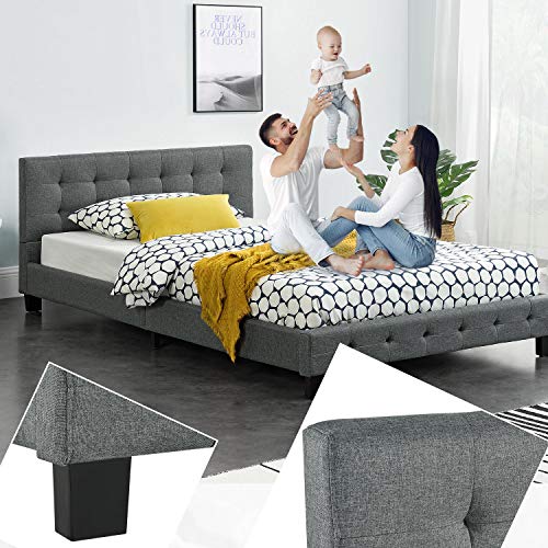ArtLife Polsterbett Manresa 120 x 200 cm - Bett mit Lattenrost und Kopfteil - Zeitloses modernes Design, Grau