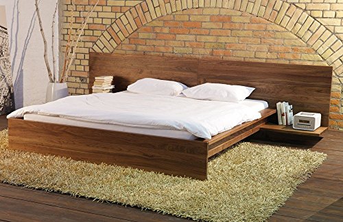 shogazi Schlafkultur Massivholzbett LENGAI - unvergängliches Designerbett - Nussbaum massiv, Größe:180x200cm
