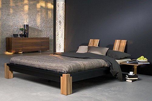 shogazi Schlafkultur Futonbett Classic - preisgekröntes Designerbett - in Esche massiv, schwarz lasiert, Größe:200x220cm
